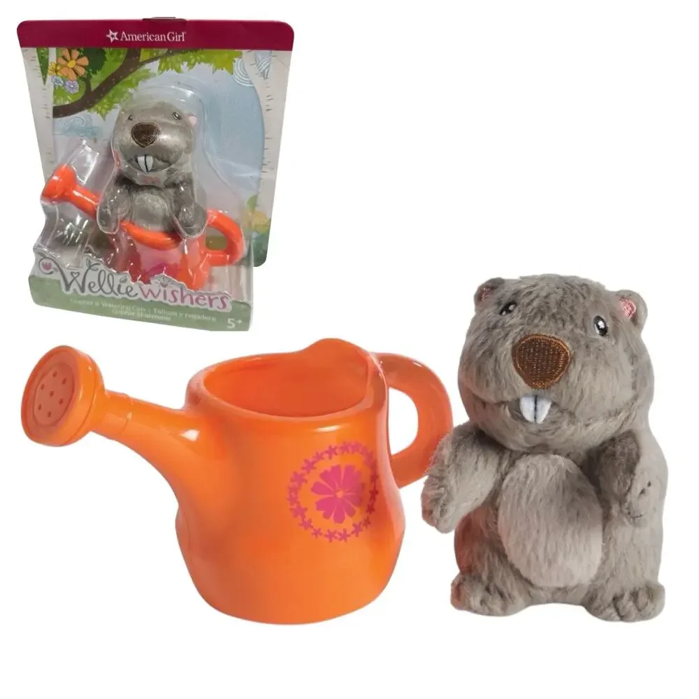 American Girl WellieWishers Gopher Watering Can Set Plush Animal Pet Norman New